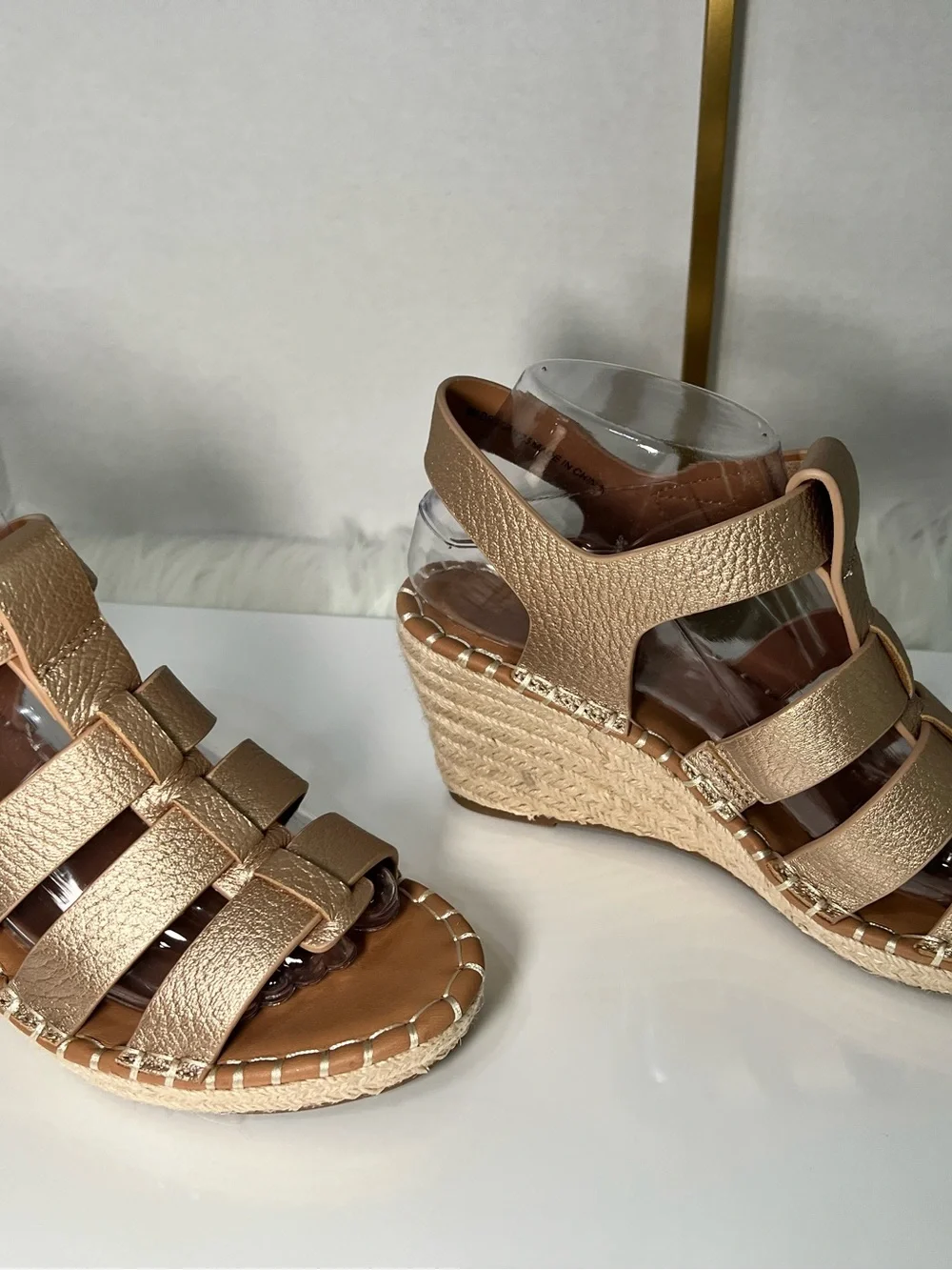 Kenneth Cole Gentle Souls Metallic Gold Wedge Sandals